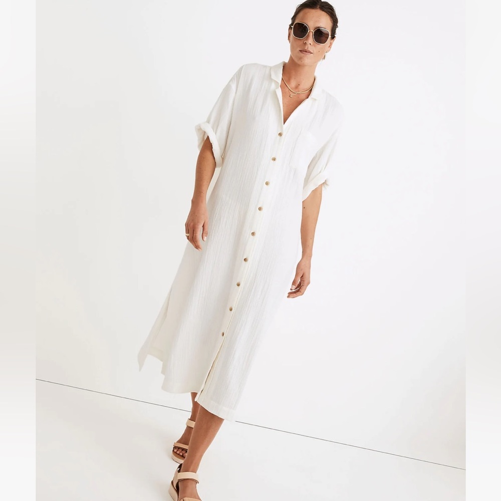 Madewell lightest spun cover up maxi dress lighthouse ivory